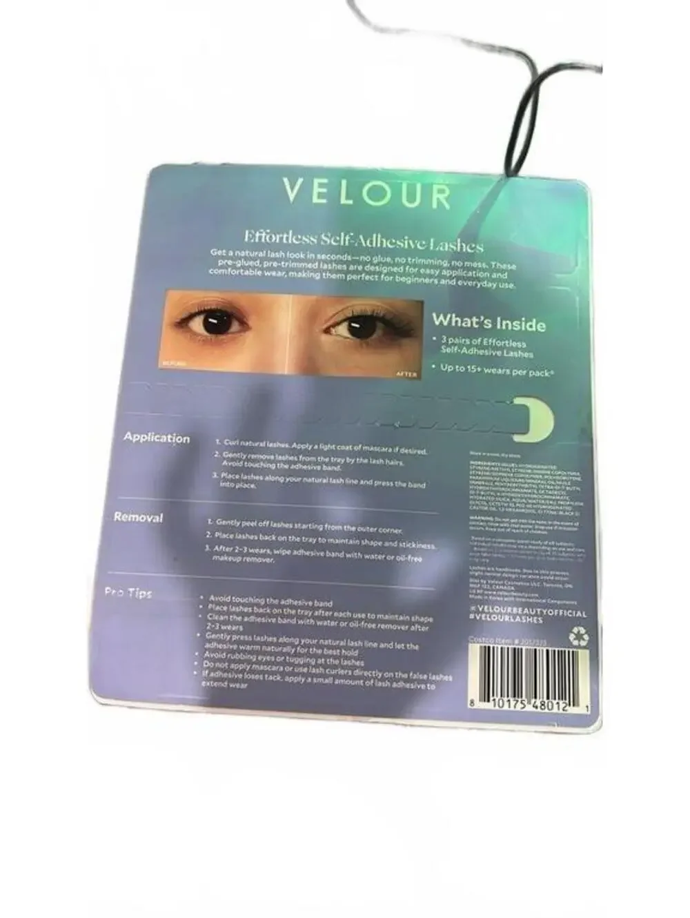 Velour Self-Adhesive False Eyelashes, Up to 15+ Wears